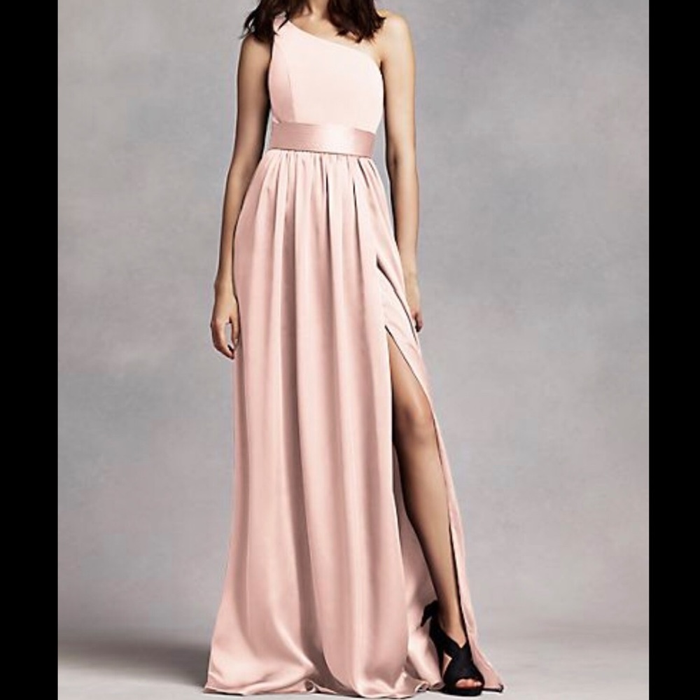 Vera Wang Blush Pink One-Shoulder Bridesmaid Dress